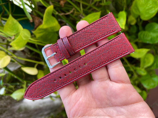Red Wine Alran Goat Leather Watch Strap With Quick Release Spring Bars