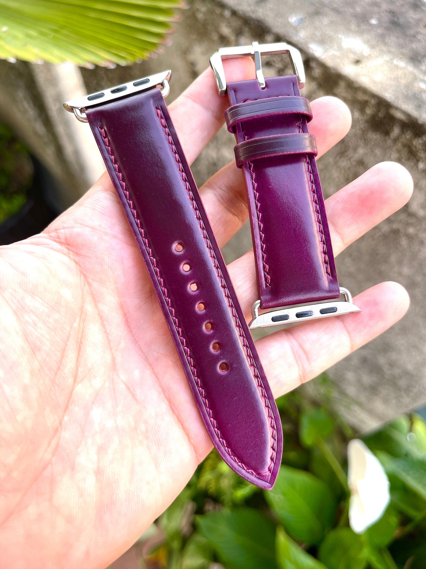 Ultra Violet Horween Shell Cordovan Leather Watch Strap with Quick Release