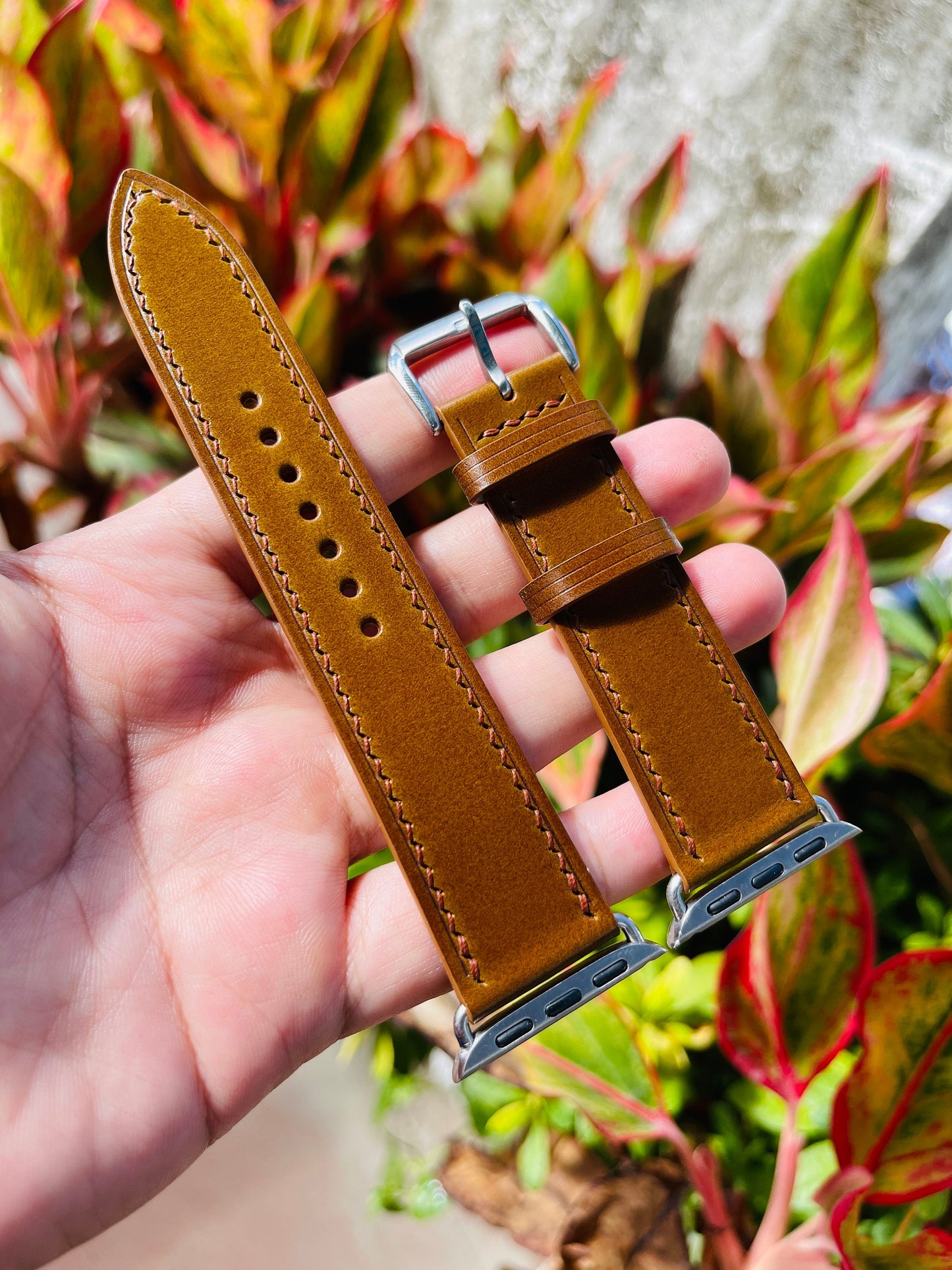 Brown Shell Cordovan Watch Strap with Quick Release Spring Bars