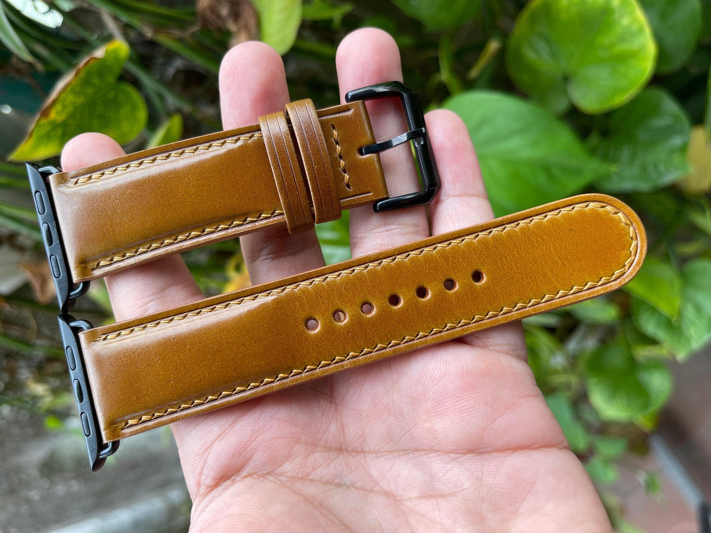 Camel Shell Cordovan Watch Strap With Quick Release Spring Bars