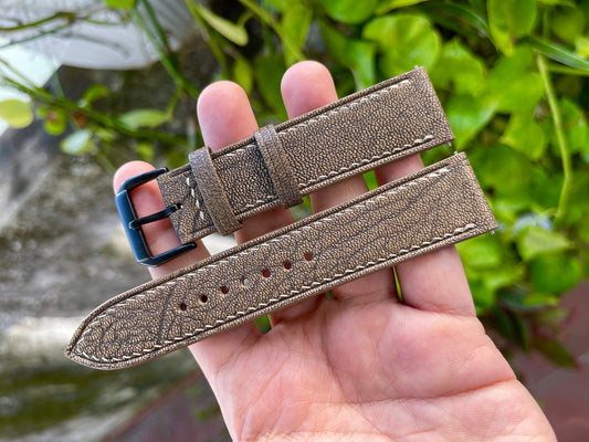 Alran Goat Leather Watch Strap: Fossil Color, Quick Release