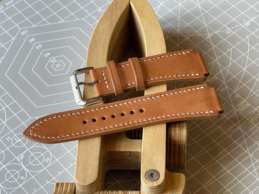 Corner Notched, Centre Notched Watch Strap From Horween Horsehide Strip Leather