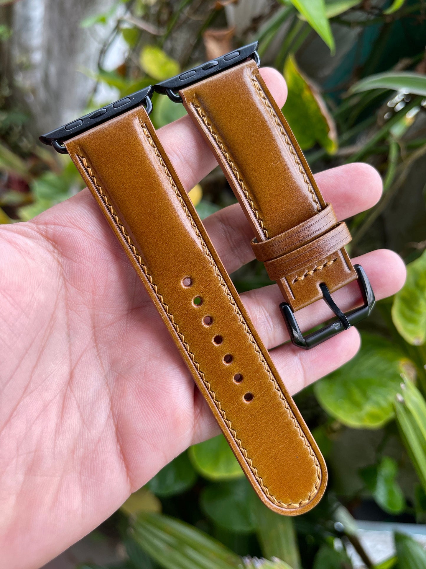 Camel Shell Cordovan Watch Strap With Quick Release Spring Bars