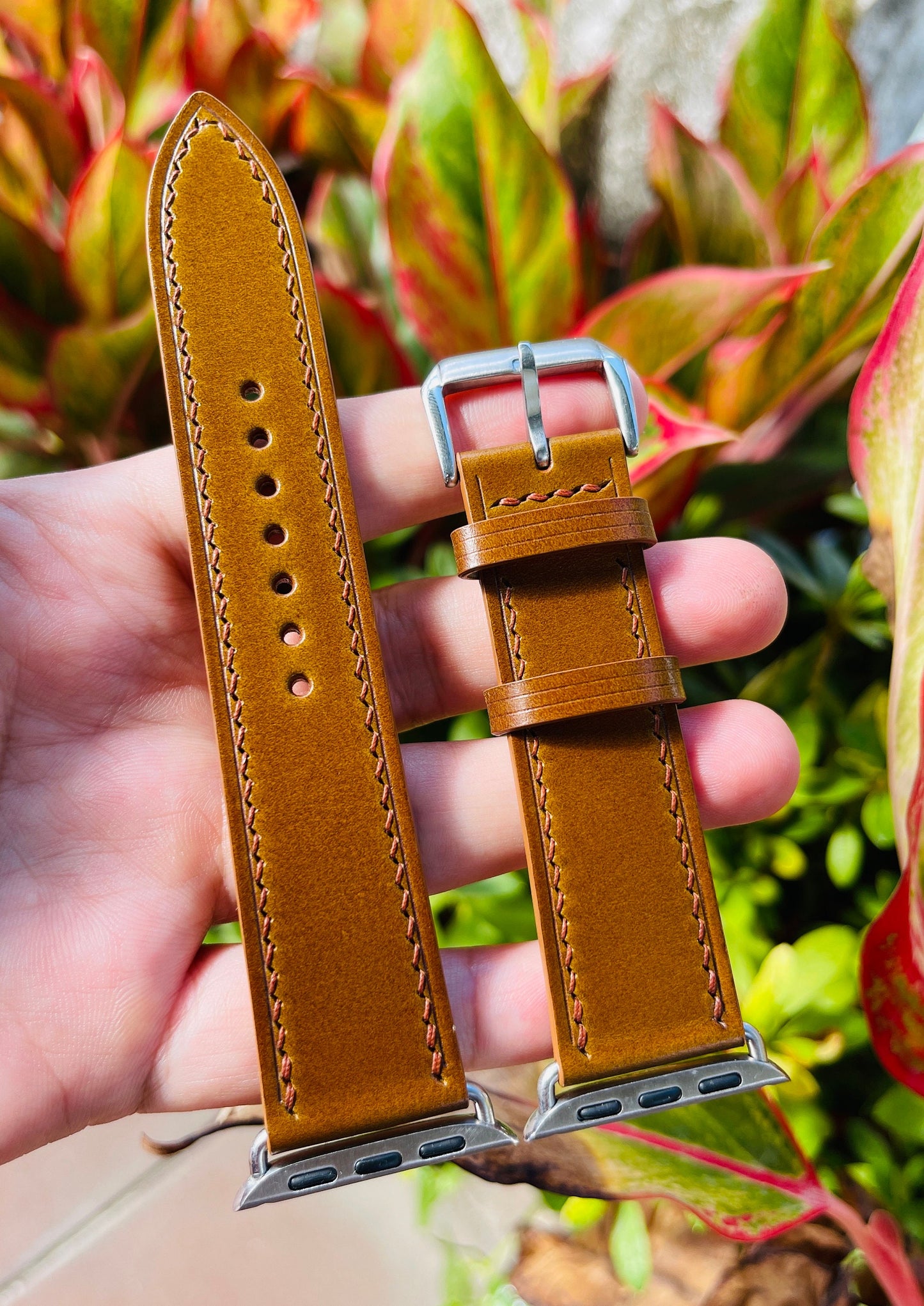 Brown Shell Cordovan Watch Strap with Quick Release Spring Bars