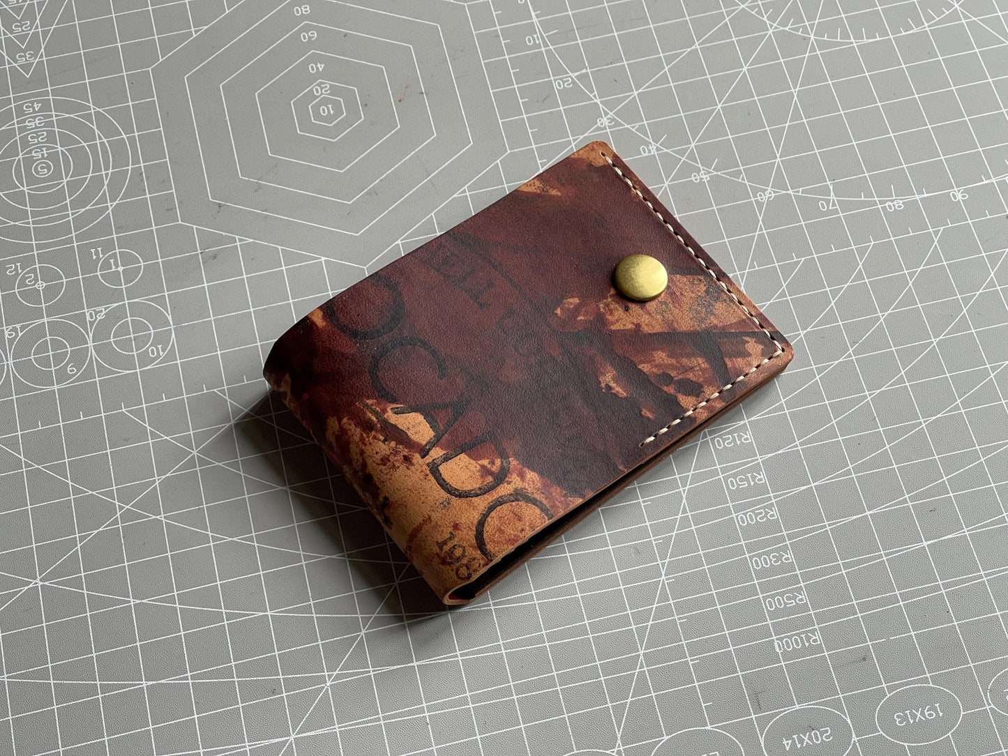 Burgundy Rocado Shell Cordovan + Pueblo Leather Simple Wallet, SC Wallet 3