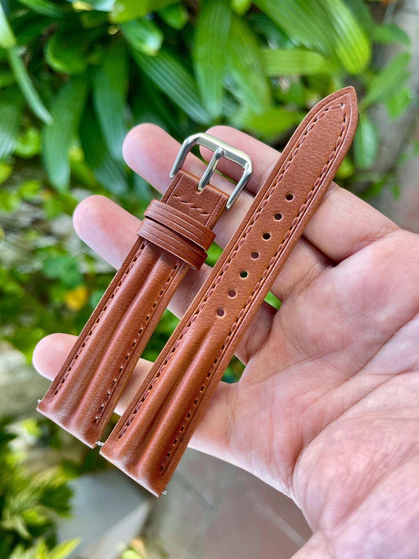 Novonappa Calf Leather Watch Strap, Double Ridge Style