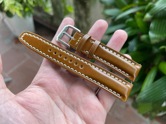 Brown Shell Cordovan Watch Strap with Quick Release Spring Bars