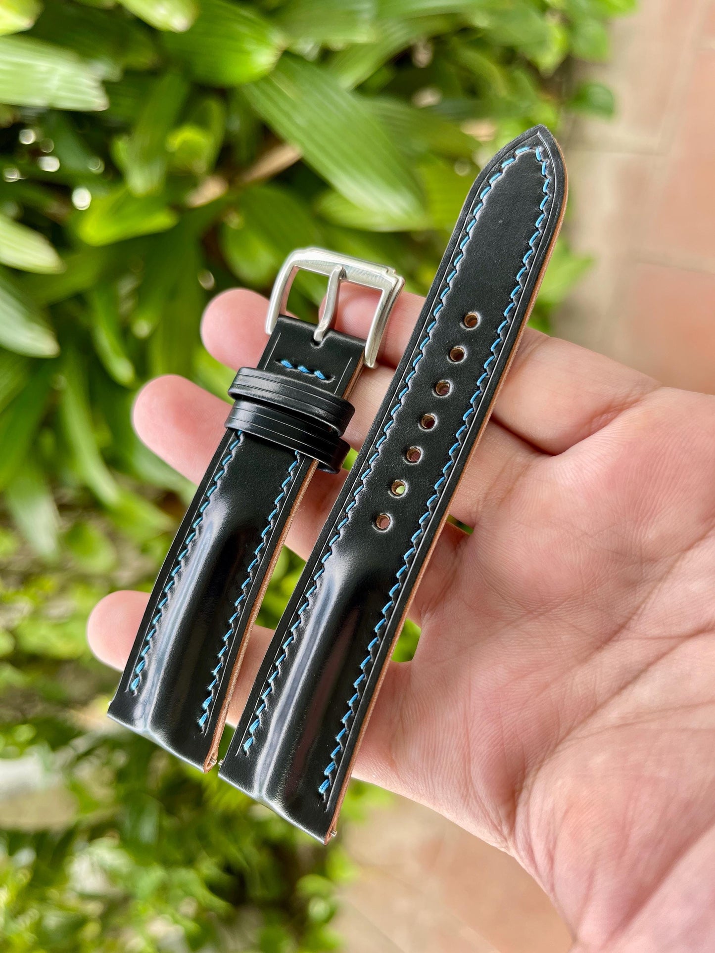 Horween Single Ridge Shell Cordovan Watch Strap, Pre-installed Quick Release Spring Bars