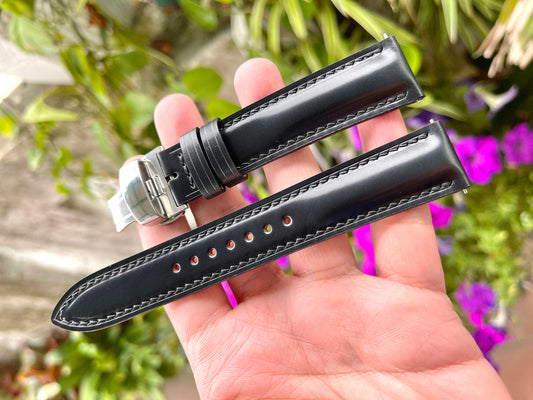 Black Horween Shell Cordovan Leather Watch Strap: Quick Release