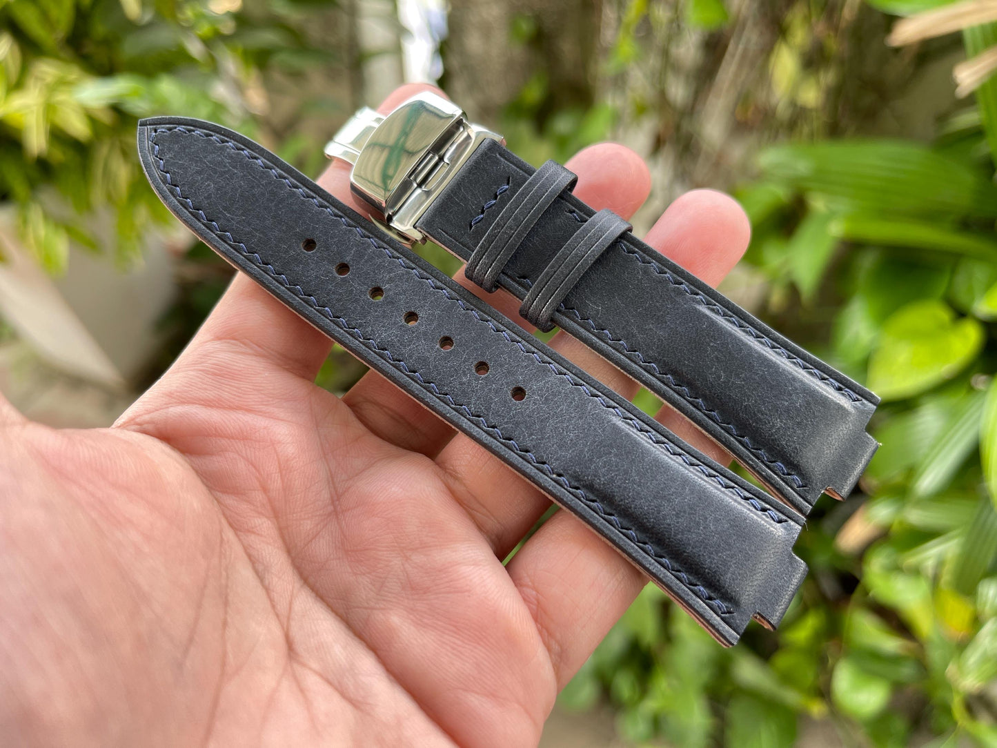 Corner Notched Watch Strap From Navy Pueblo Leather