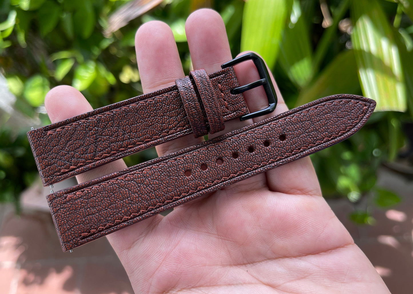 Alran Goat Leather Watch Strap in Mocha Brown, Quick Release
