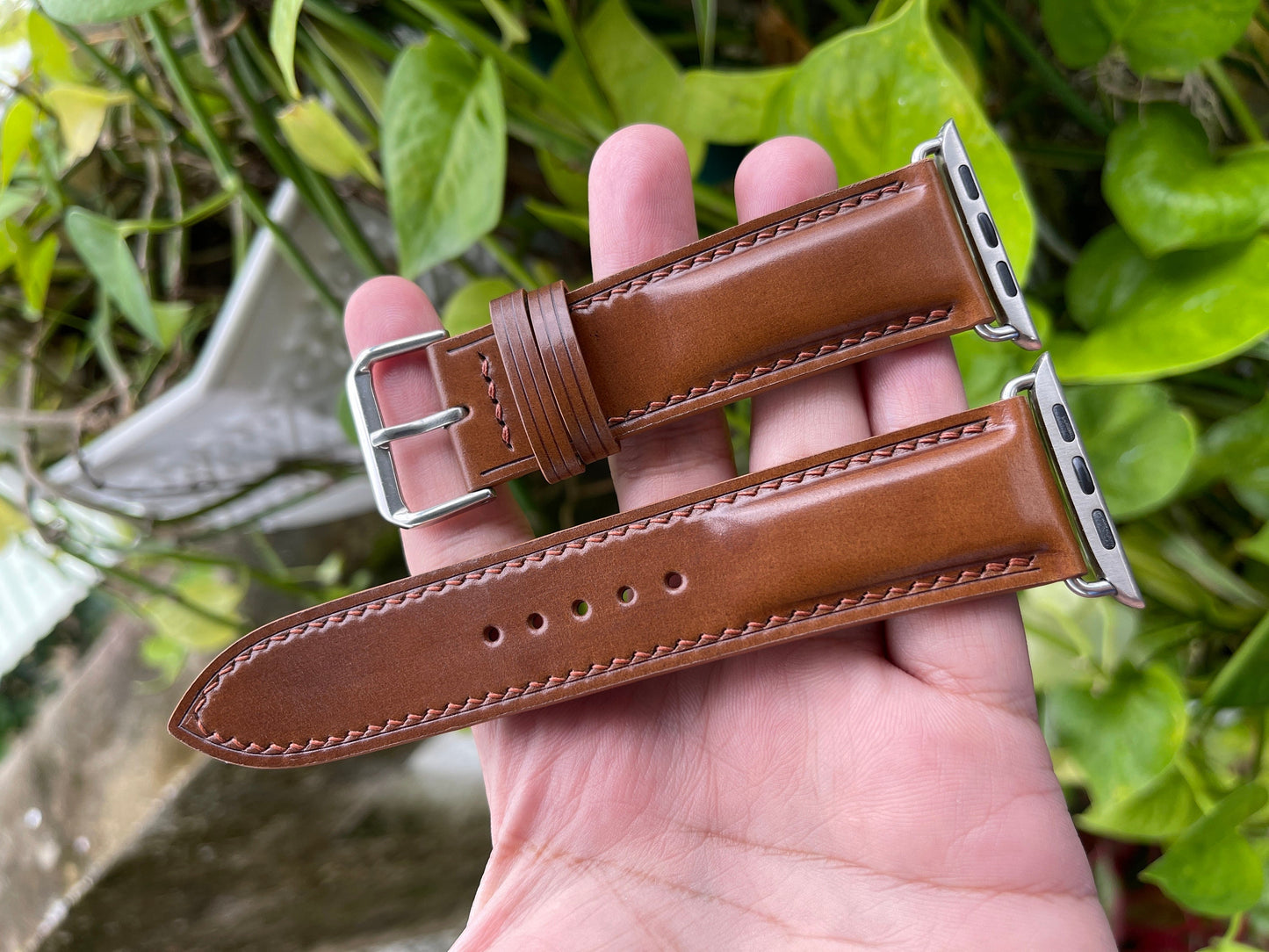Bourbon Horween Shell Cordovan Watch Strap with Quick Release Spring Bars