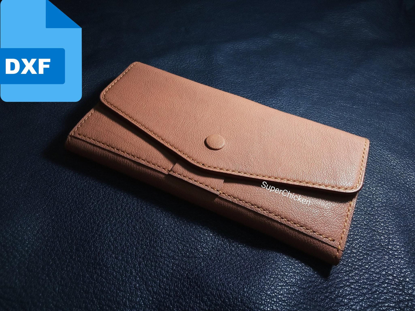 DXF Pattern Long Wallet, Fully Editable Vector Files for Laser Cutter